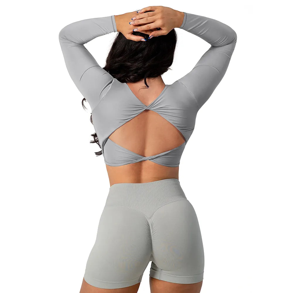 Open Back Diamond Long Sleeve Shirt