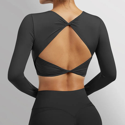 Open Back Diamond Long Sleeve Shirt