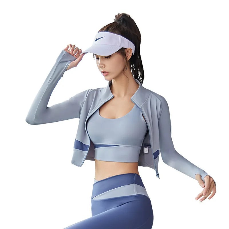 Women Yoga Patchwork 3 Piece Set Fitness Gym Set