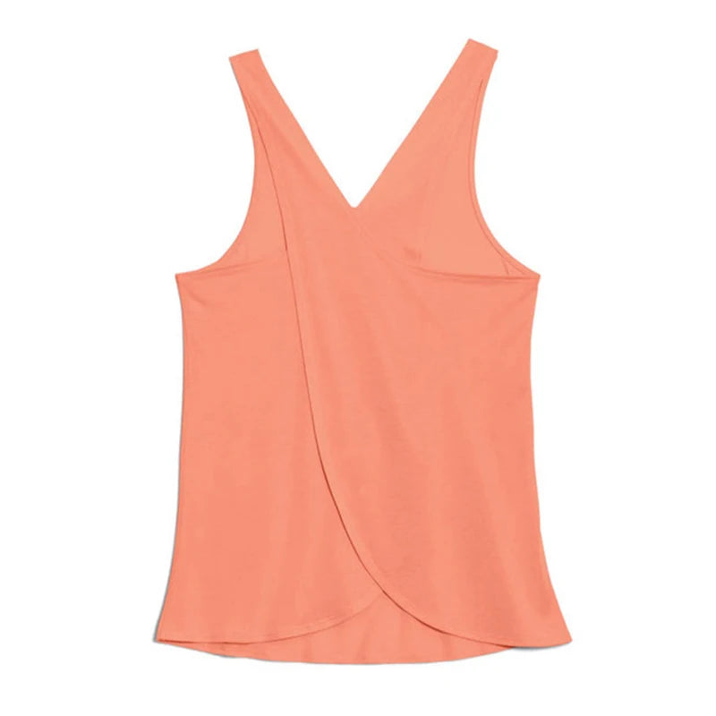 Solid Wrap Back Sports Tank Tops