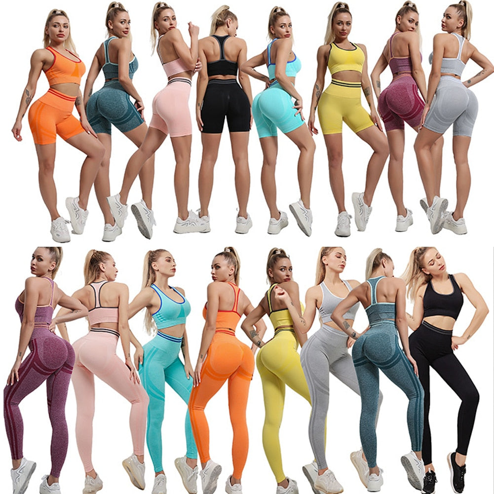 Women's Seamless Yoga Suit Sportswear Sports Bra Leggings Gym Clothing Fitness Set Athletic Costume Yoga Workout Outfit Female