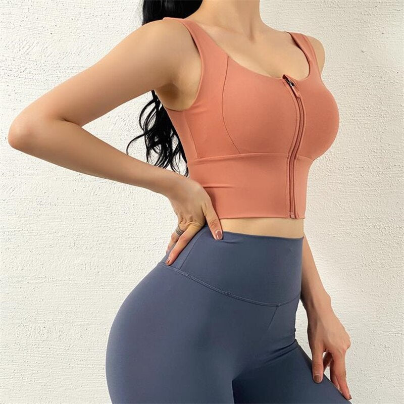 Front Opening Sports Bra with Support