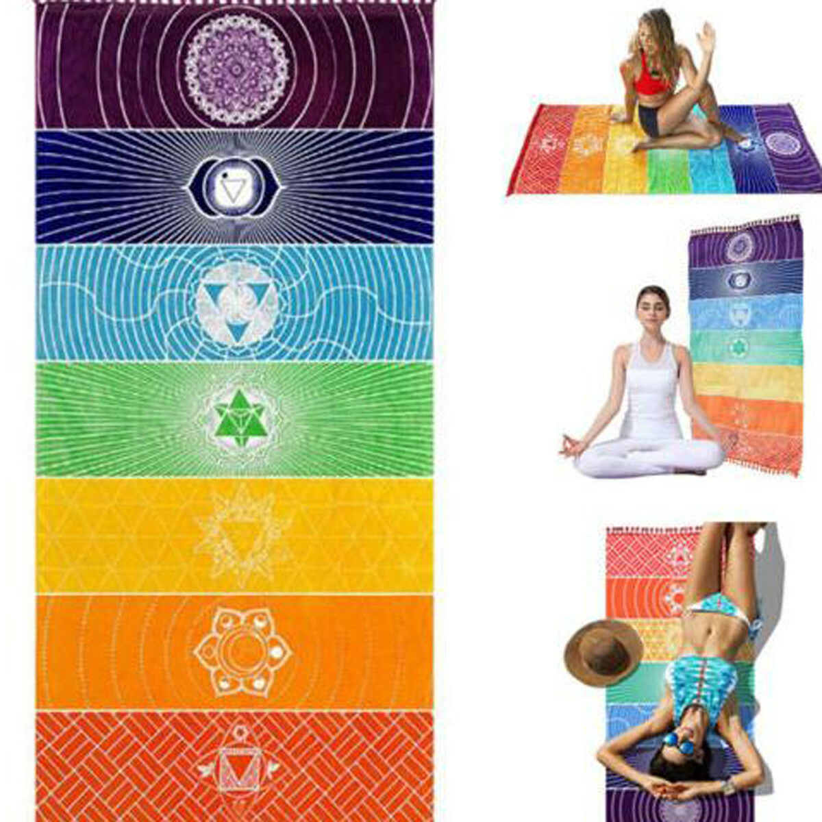 Rainbow Stripes Travel Summer Beach Yoga Mat