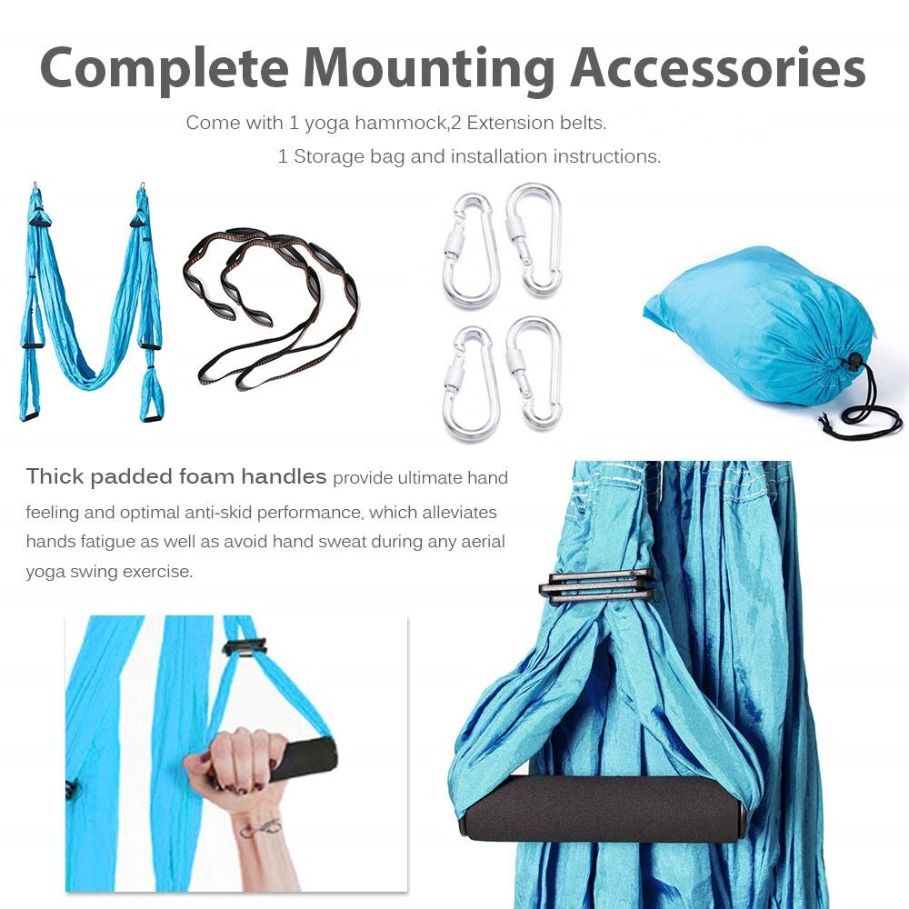 Anti-gravity Aerial Yoga Hammock Set Multifunction Yoga Belt Flying Yoga Inversion Tool for Pilates Body Shaping with Carry Bag