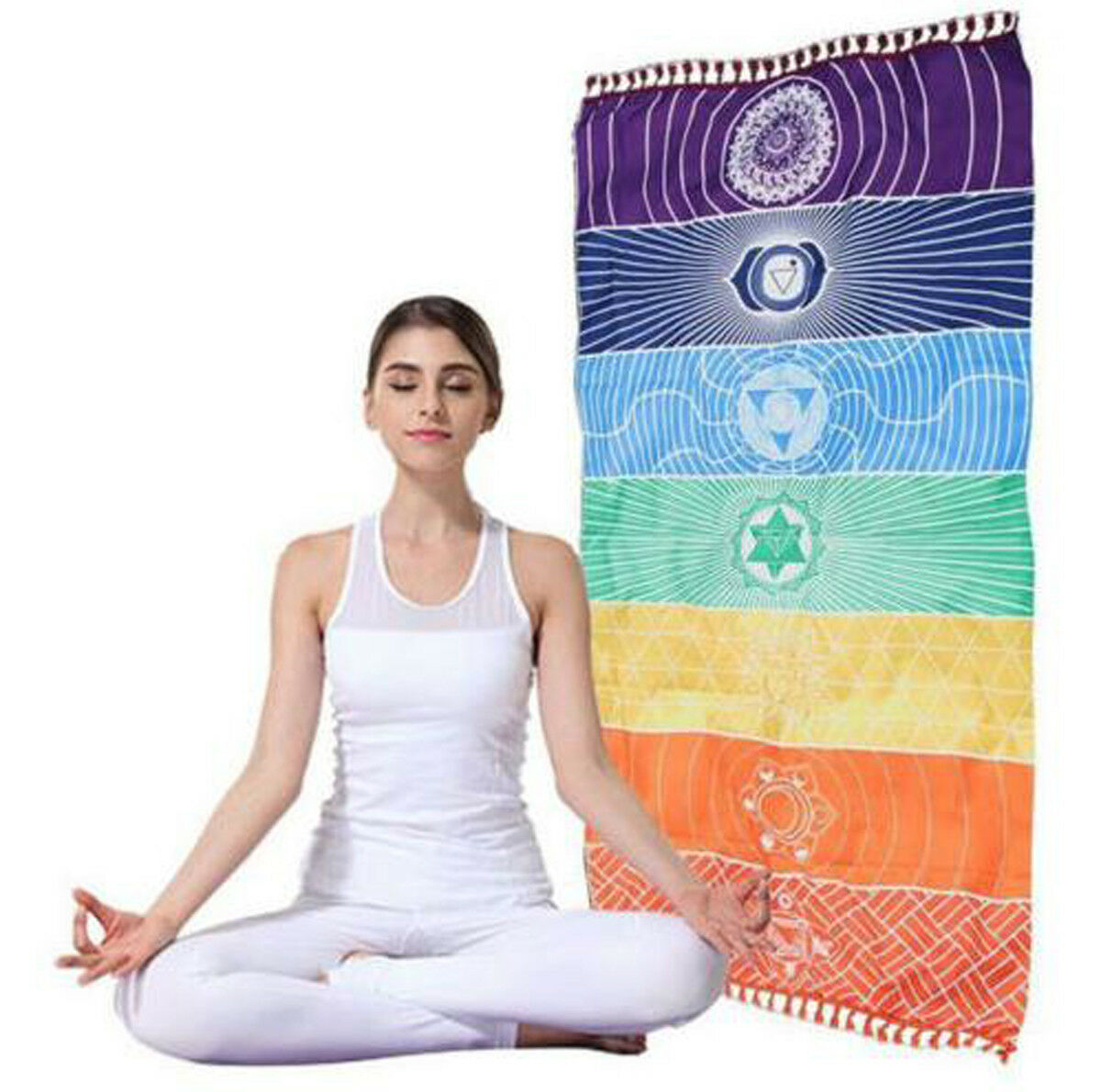 Rainbow Stripes Travel Summer Beach Yoga Mat