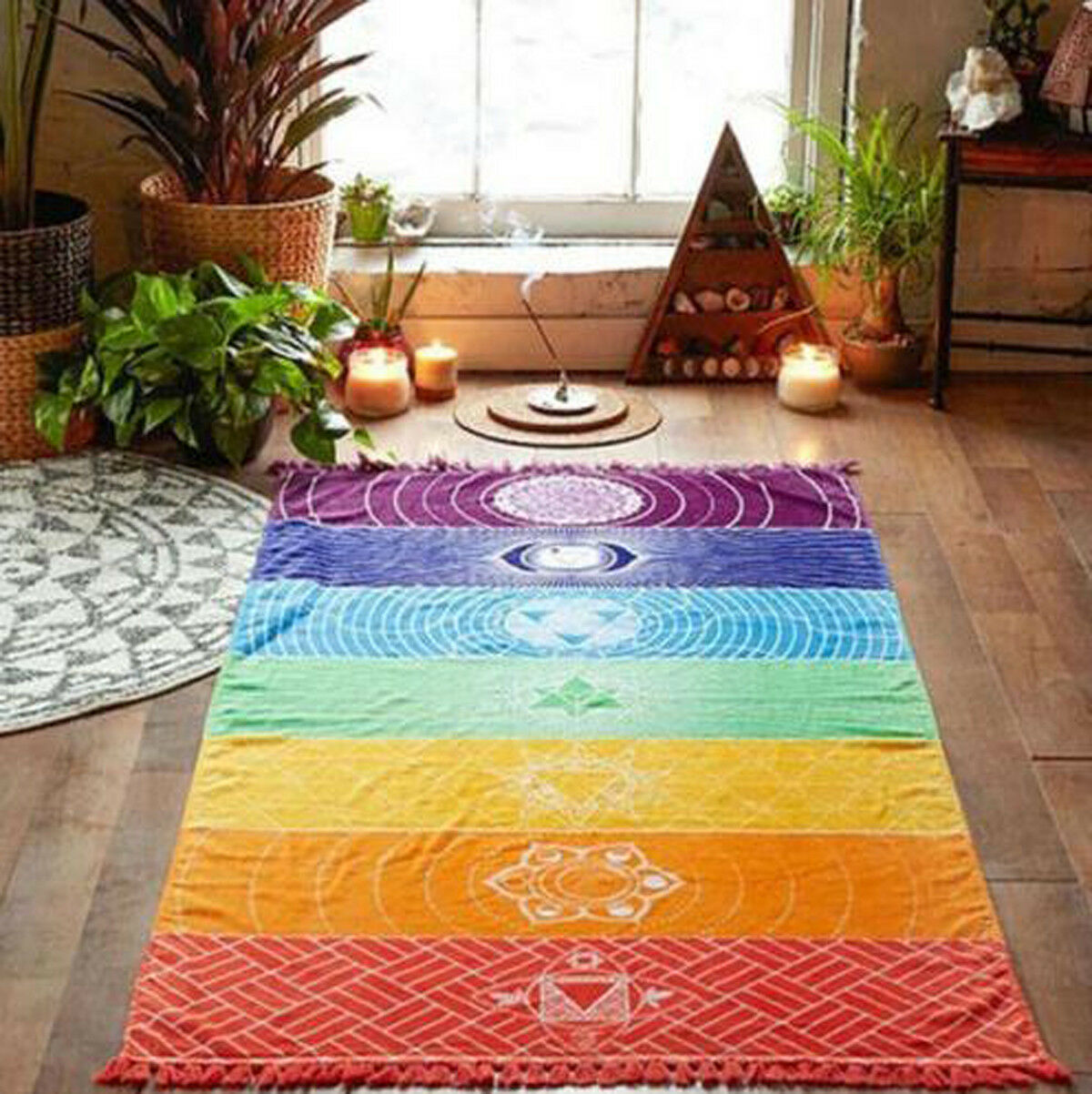 Rainbow Stripes Travel Summer Beach Yoga Mat