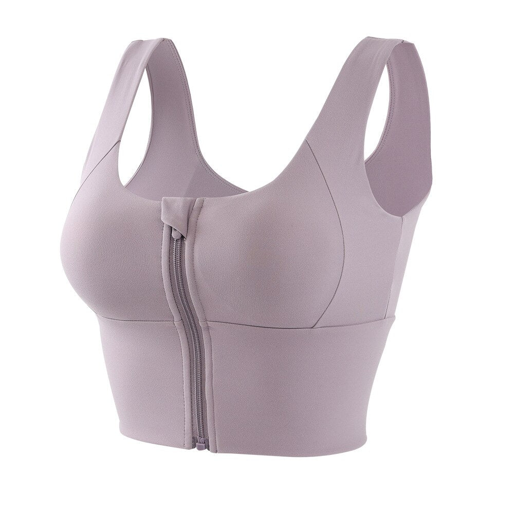 Front Opening Sports Bra with Support