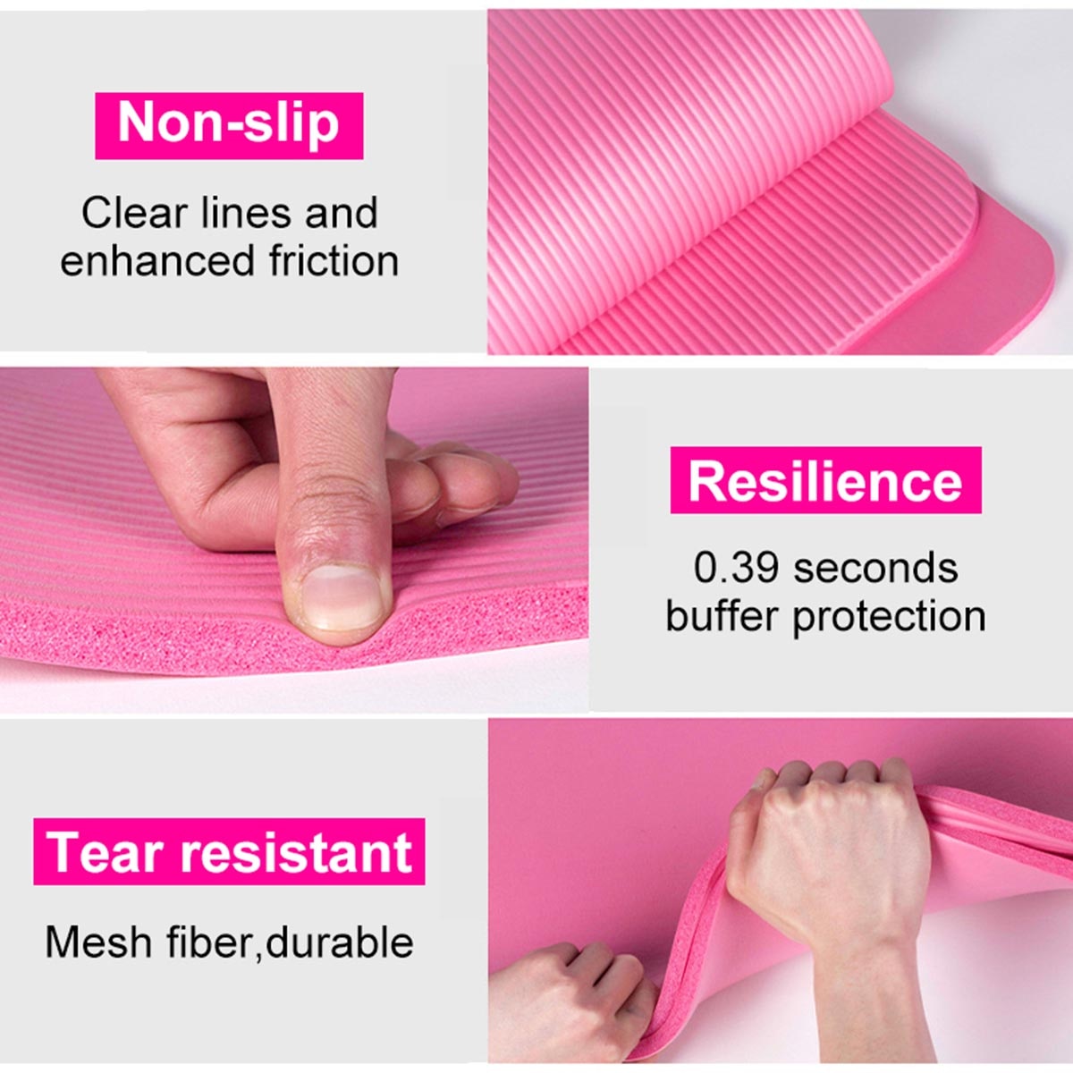 10MM Extra Thick  Yoga Mats Non-slip Exercise mat For Fitness Tasteless Pilates Workout Gym Mats with Bandages 183cmX59cm