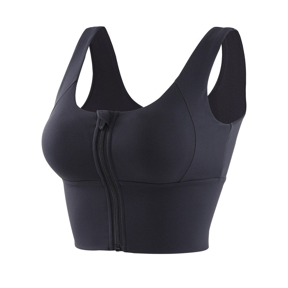 Front Opening Sports Bra with Support