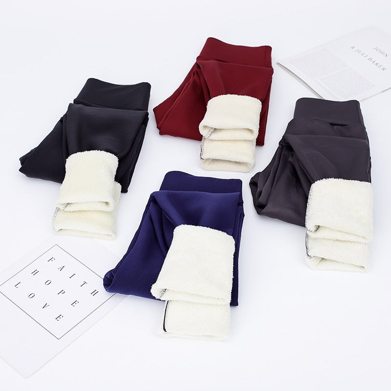 CHRLEISURE Women Winter Thicken Leggings Warm Fleece Pants Female Thermal Leggins