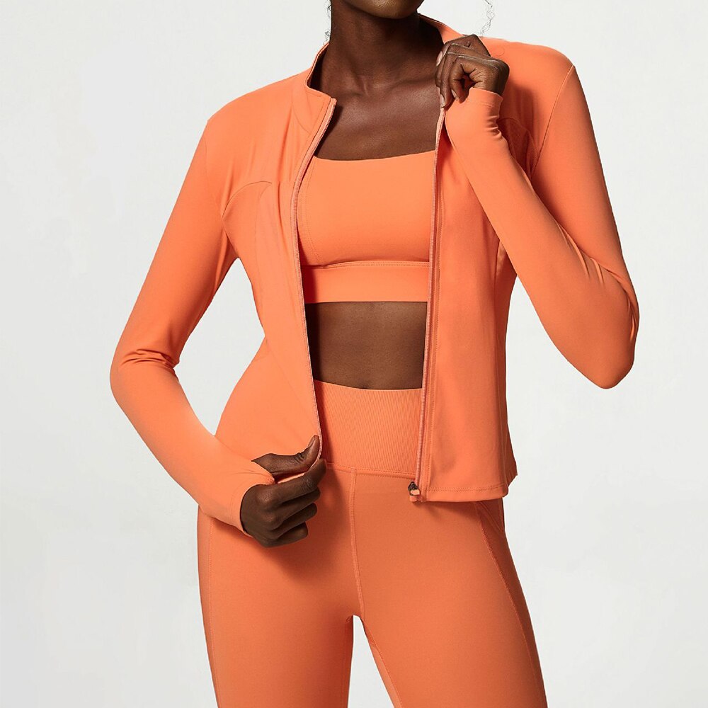 Women 3pcs Yoga Sets Fitness sportswear Suit Long Sleeve Zipper